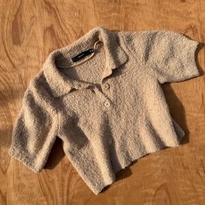 Tan Collared Knit Top